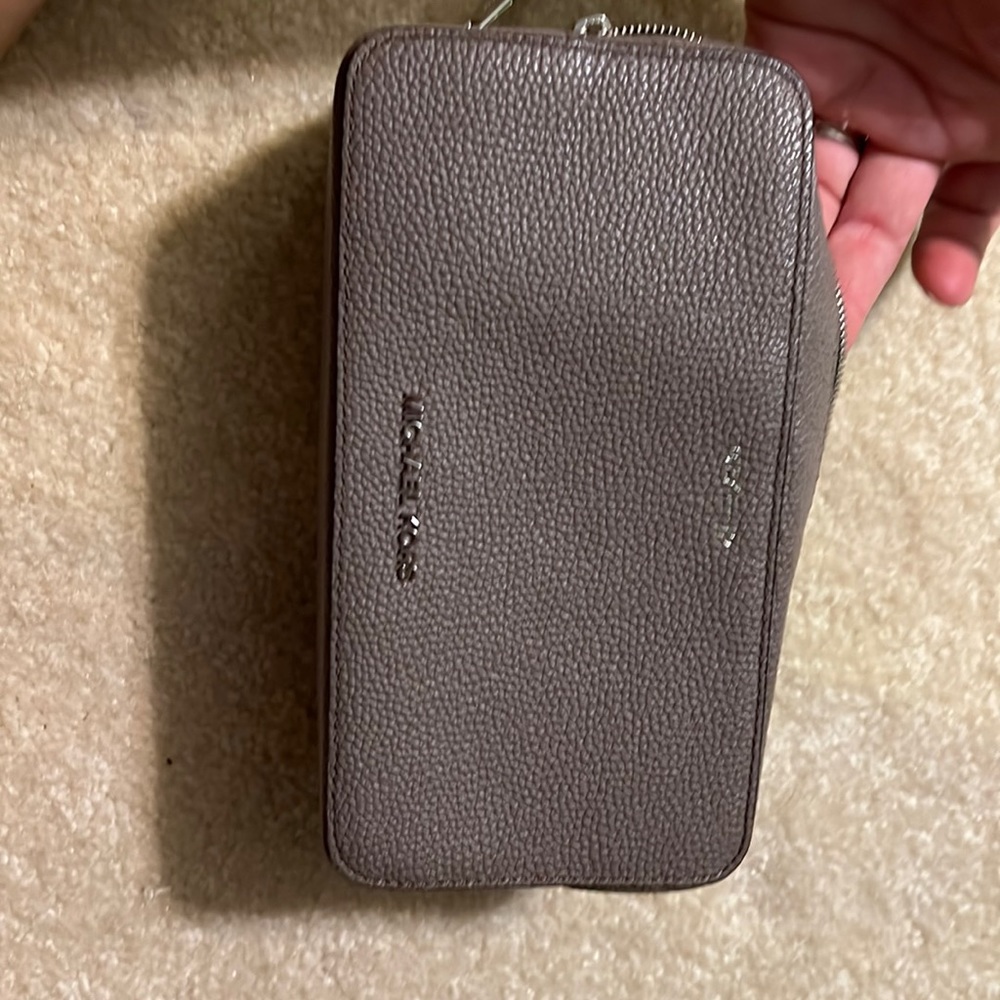 Mk makeup bag  gray purple coloring.